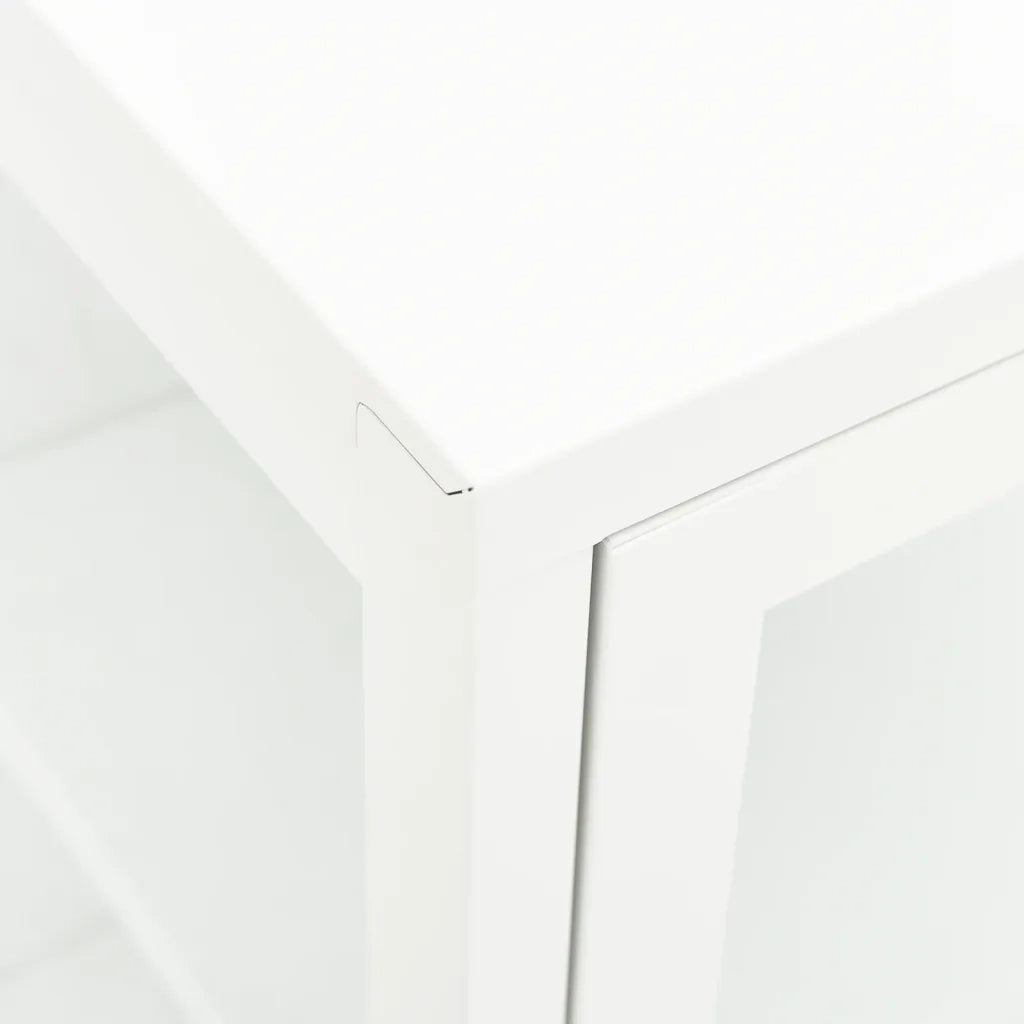 Credenza | Madia | Buffet da pranzo | Armadio da pranzo Bianca 70x35x70 cm in Acciaio e Vetro