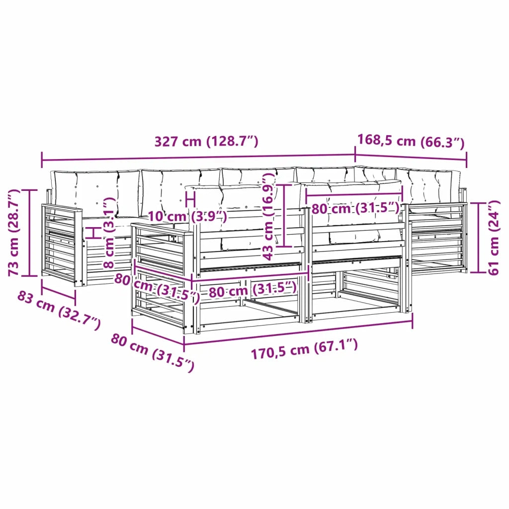 Set di divani da esterno 7 pcs Grigio Naturale e Chiaro 3373631