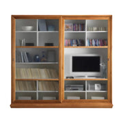 Libreria porta tv 2 porte scorrevoli classica in legno 244x42x217 (688) - Mobili 2G