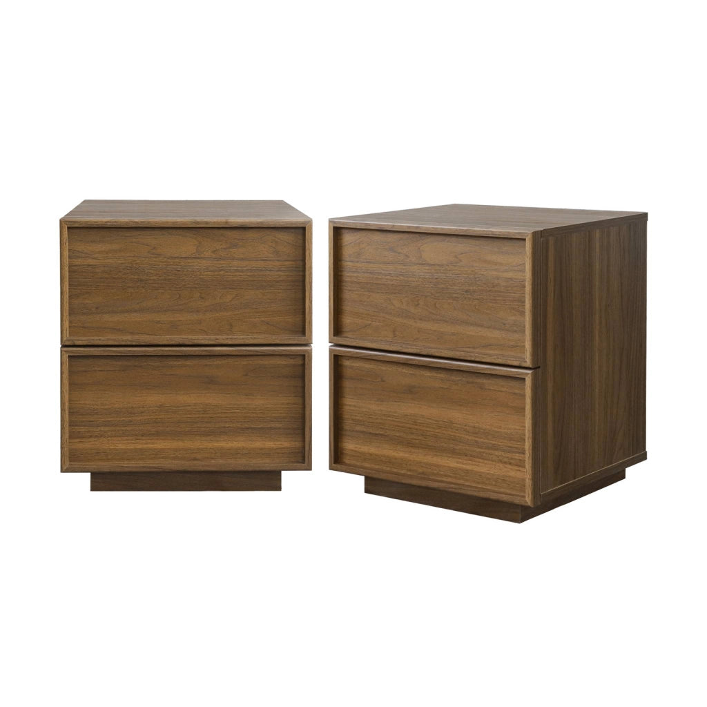 Set 2 comodini effetto legno 2 cassetti, noce