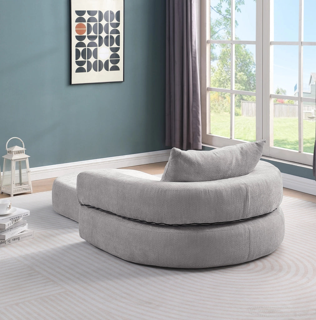 Set divano modulare minimalista in ciniglia grigio chiaro