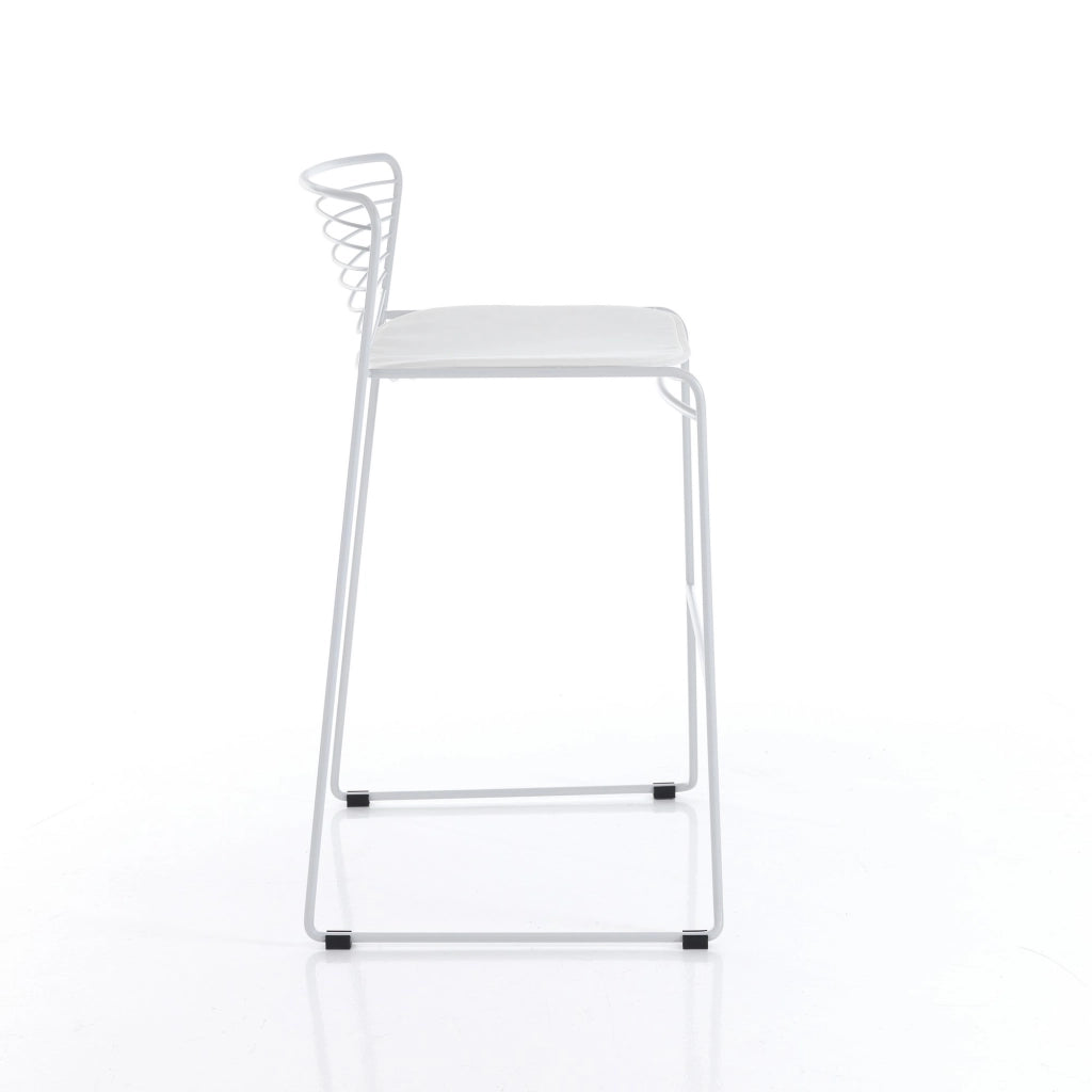 Set 2 sgabelli da esterno in acciaio bianchi cm. H.90 x L.55 x P.51