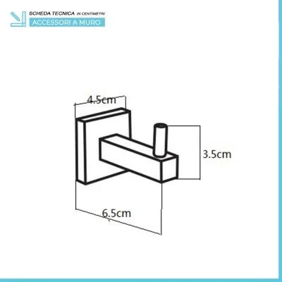 Set accessori a muro 5 pezzi in acciaio nero opaco e viti incluse  Levante