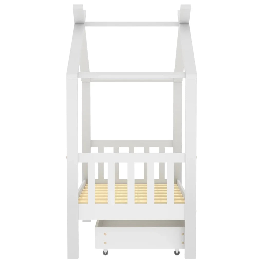 Giroletto Bambini con Cassetto Bianco Legno di Pino 70x140 cm 322148