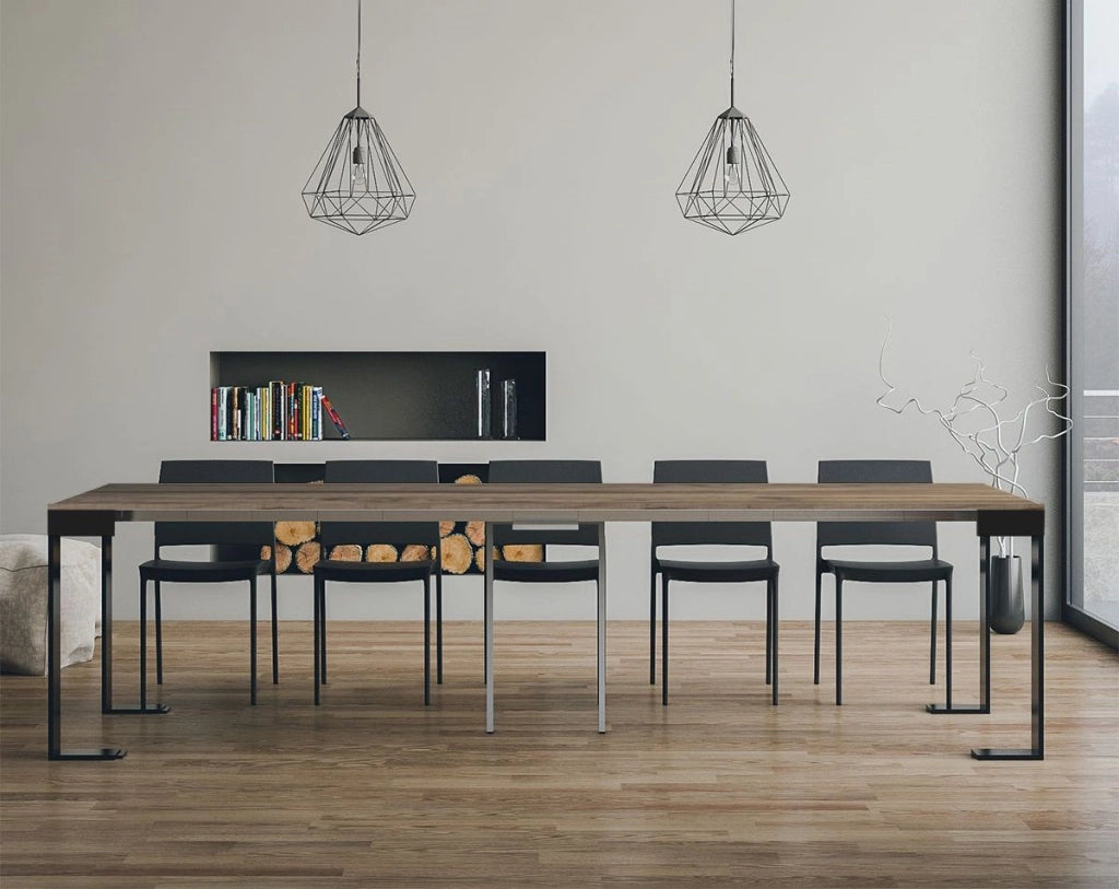 Consolle Allungabile 90-300x40x77 cm in Nobilitato Marrone