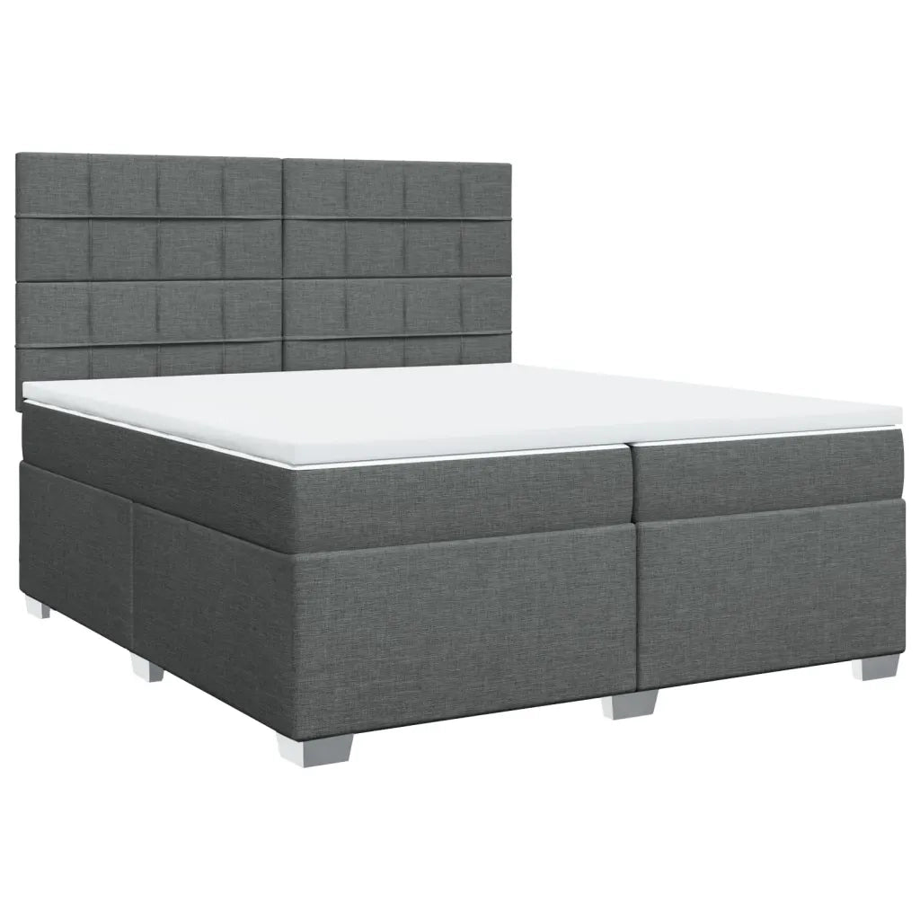 Giroletto a Molle con Materasso Grigio Scuro 200x200 cm Tessuto