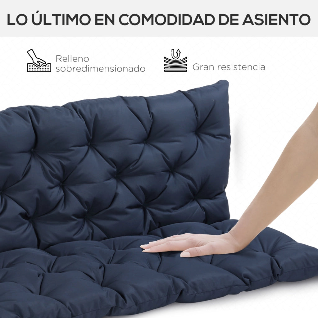 Cuscino da Banco 3 Posti ¨C Zephmum ¨C Blu 150x98x8 cm con 6 Cordoni