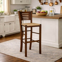 Sgabelli bar alti verona in legno noce scuro h 73 con seduta in paglia x 2