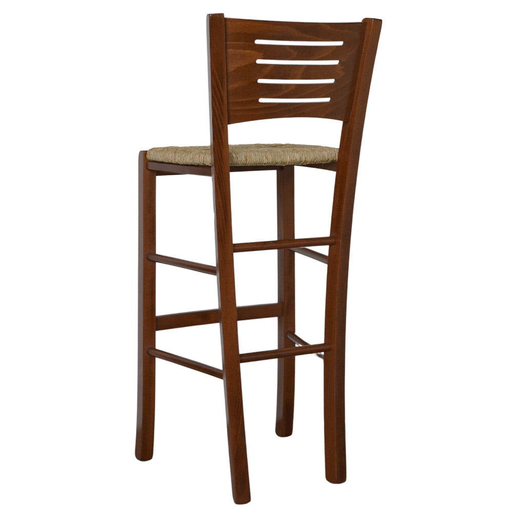 Sgabelli bar alti verona in legno noce scuro h 73 con seduta in paglia x 2