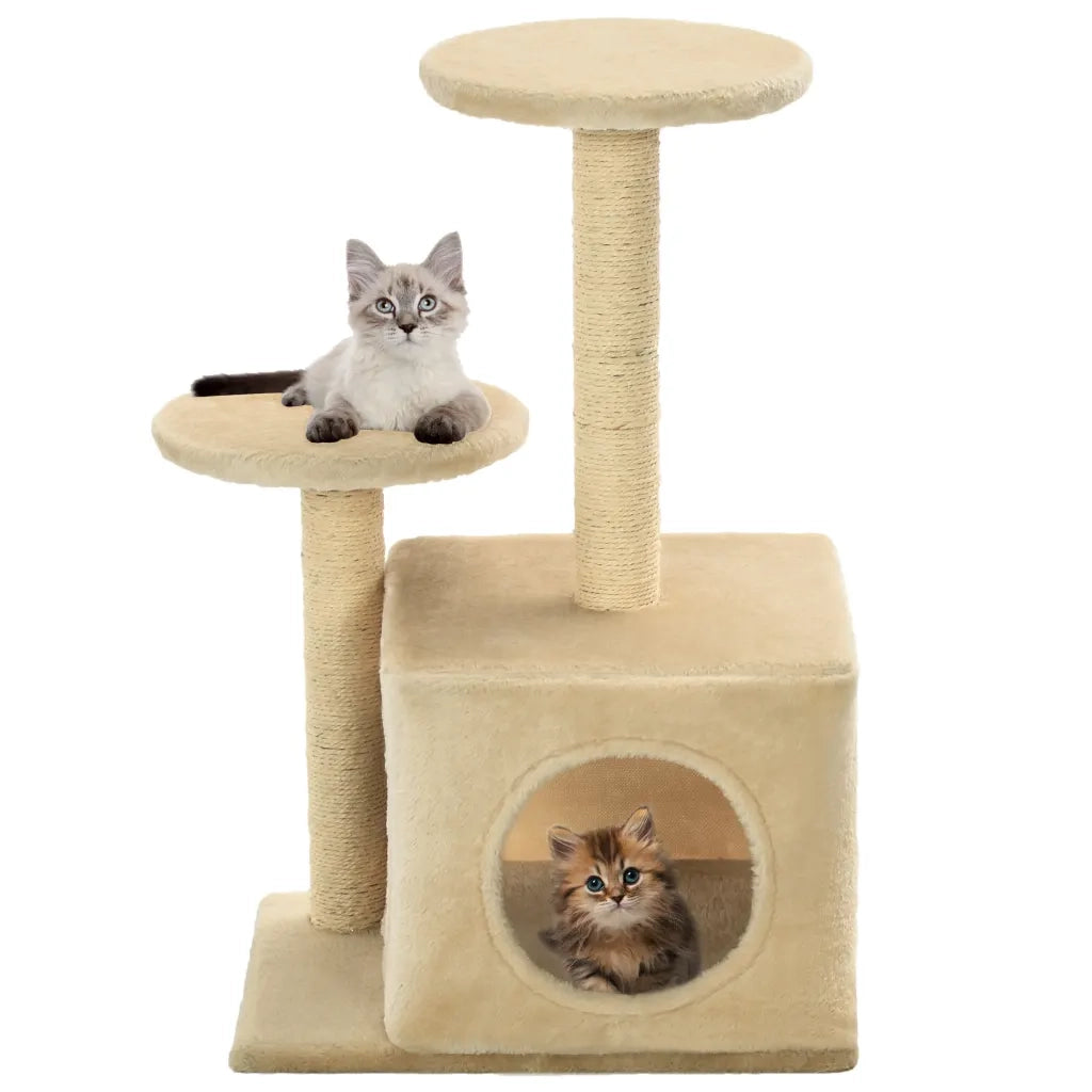 Albero per Gatti con Pali Tiragraffi in Sisal 60 cm Beige 170519