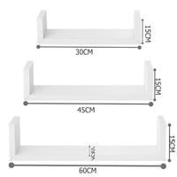 Set 3 Mensole da Parete Moderne Design con Bordi Mensola Scaffale Legno Bianco