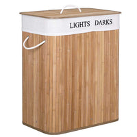 Cesto Biancheria Sporca 2 Scomparti Portabiancheria Pieghevole in Bambu Tessuto