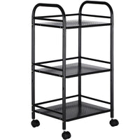 Carrello Estetista 3 Ripiani in Metallo Nero 4 Ruote Arredo Bagno Salvaspazio