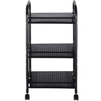 Carrello Estetista 3 Ripiani in Metallo Nero 4 Ruote Arredo Bagno Salvaspazio