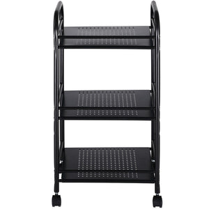 Carrello Estetista 3 Ripiani in Metallo Nero 4 Ruote Arredo Bagno Salvaspazio