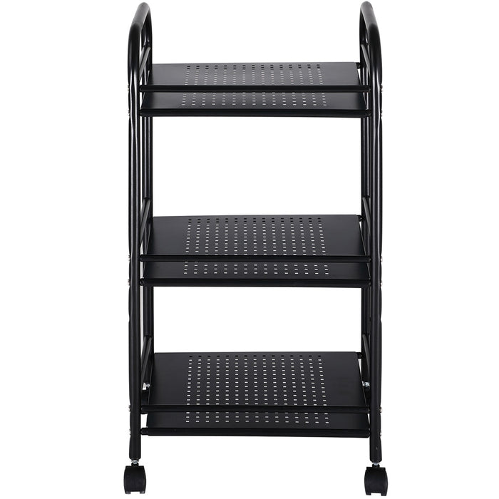 Carrello Estetista 3 Ripiani in Metallo Nero 4 Ruote Arredo Bagno Salvaspazio