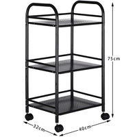 Carrello Estetista 3 Ripiani in Metallo Nero 4 Ruote Arredo Bagno Salvaspazio
