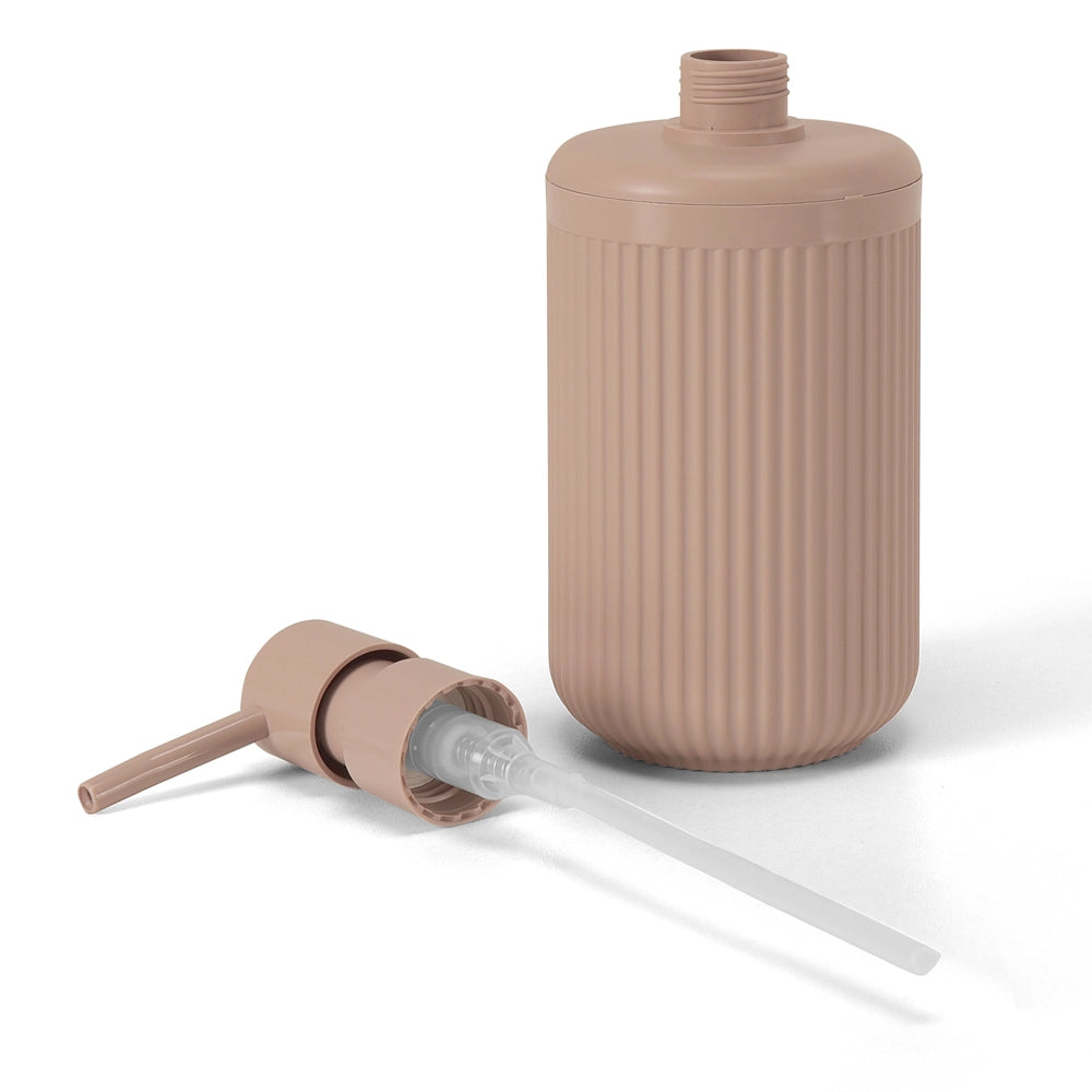 Set accessori bagno 2 pz con dispenser e portaspazzolino rosa cannettato Arizona