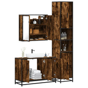 Set Mobili da Bagno 3 pz Rovere Fumo in Legno Multistrato