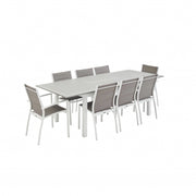 Set tavolo da giardino allungabile in alluminio con 8 posti, bianco