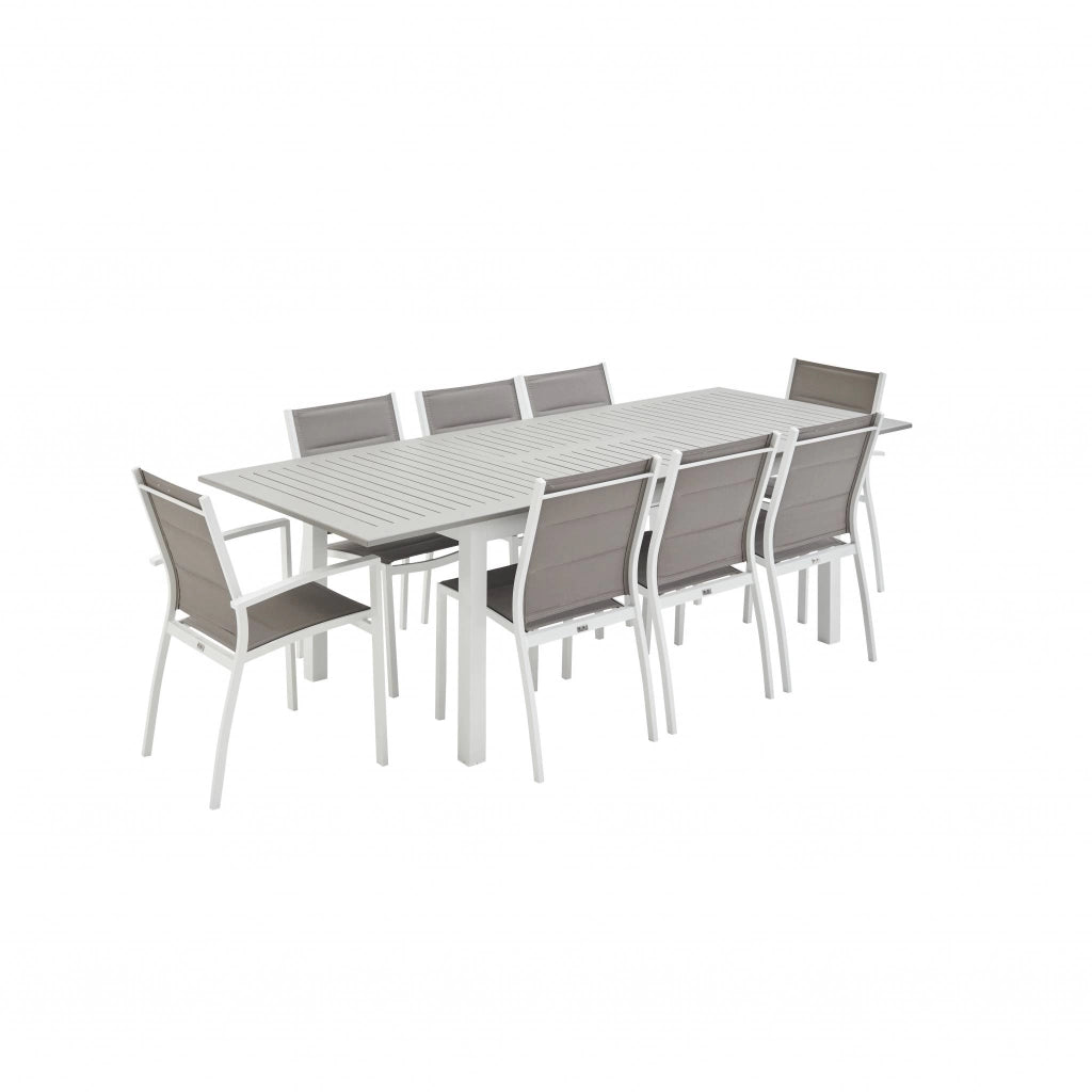Set tavolo da giardino allungabile in alluminio con 8 posti, bianco