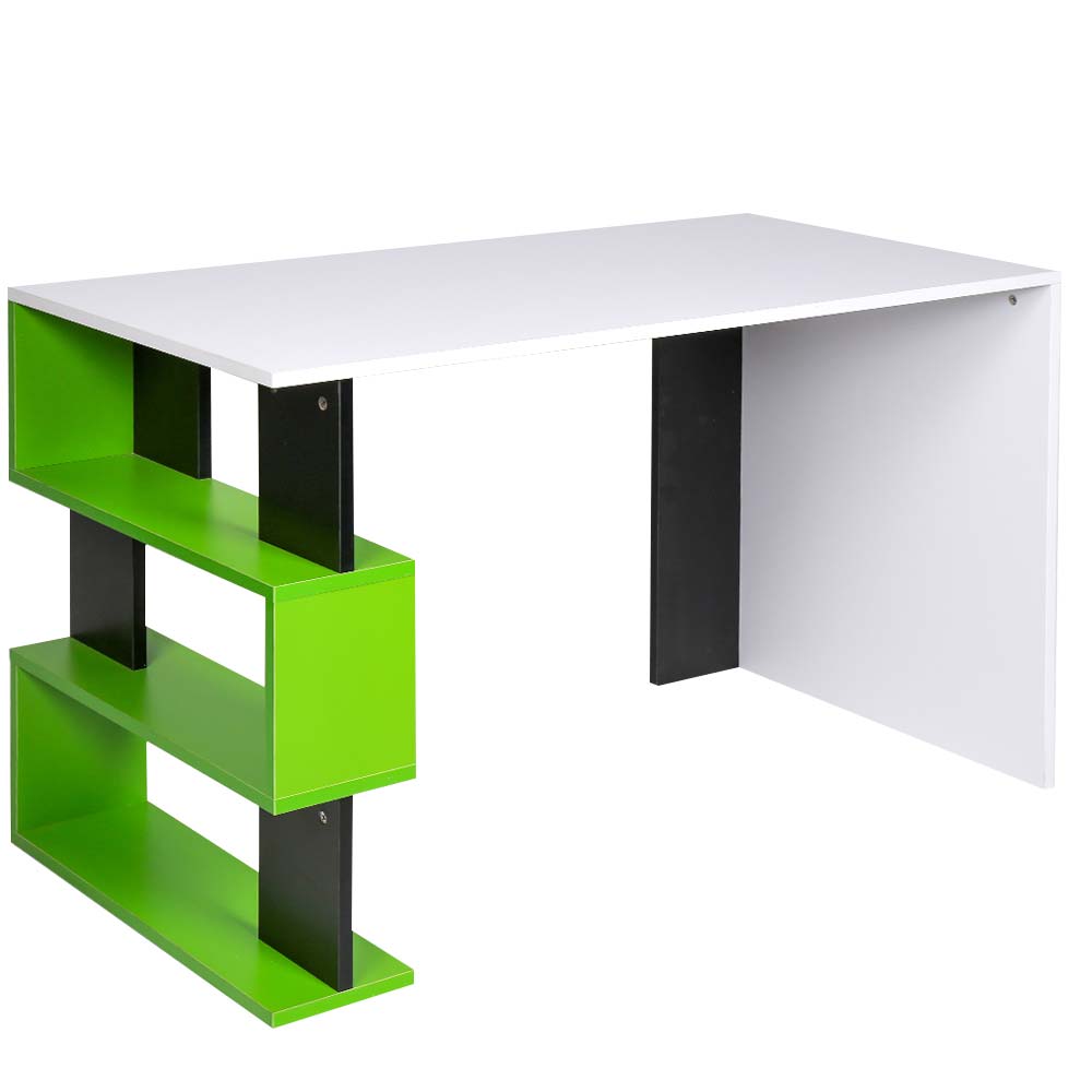 Scrivania Libreria 3 Ripiani Tavolo Porta Pc Computer Legno Casa Ufficio Verde