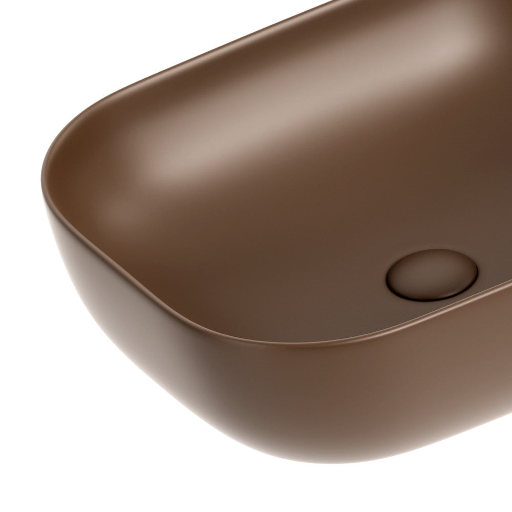 Lavabo d'appoggio marrone in ceramica da 50,5 x 40,5 cm - Serie Nature