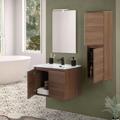 Pensile bagno sospeso 112 cm noce canaletto con ante soft-close Kleo