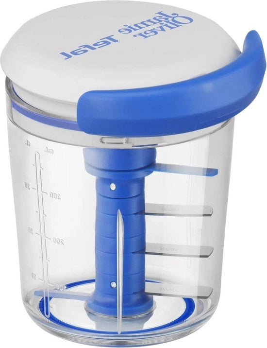 Multifunzionale Tritacarne Universale per Verdure Frutta Aglio e Spezie - 450ml, Bianco/Blu