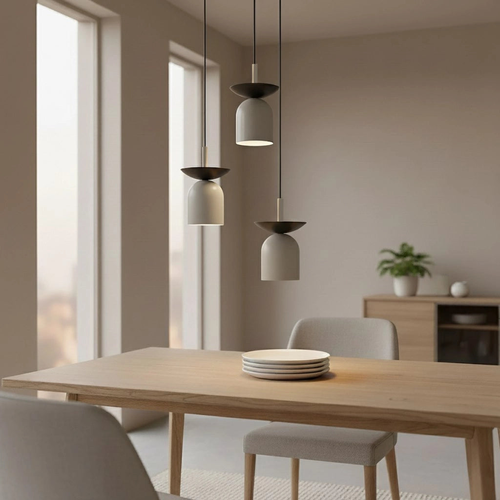 Lampada a sospensione EGO in acciaio verniciato grigio