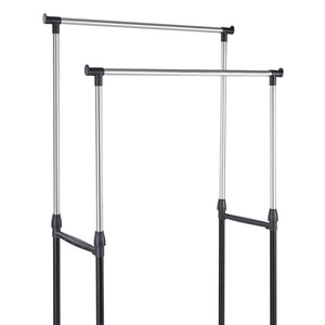 Stand Appendiabiti Doppio con Ruote Stender Regolabile in Altezza 80x40x160cm