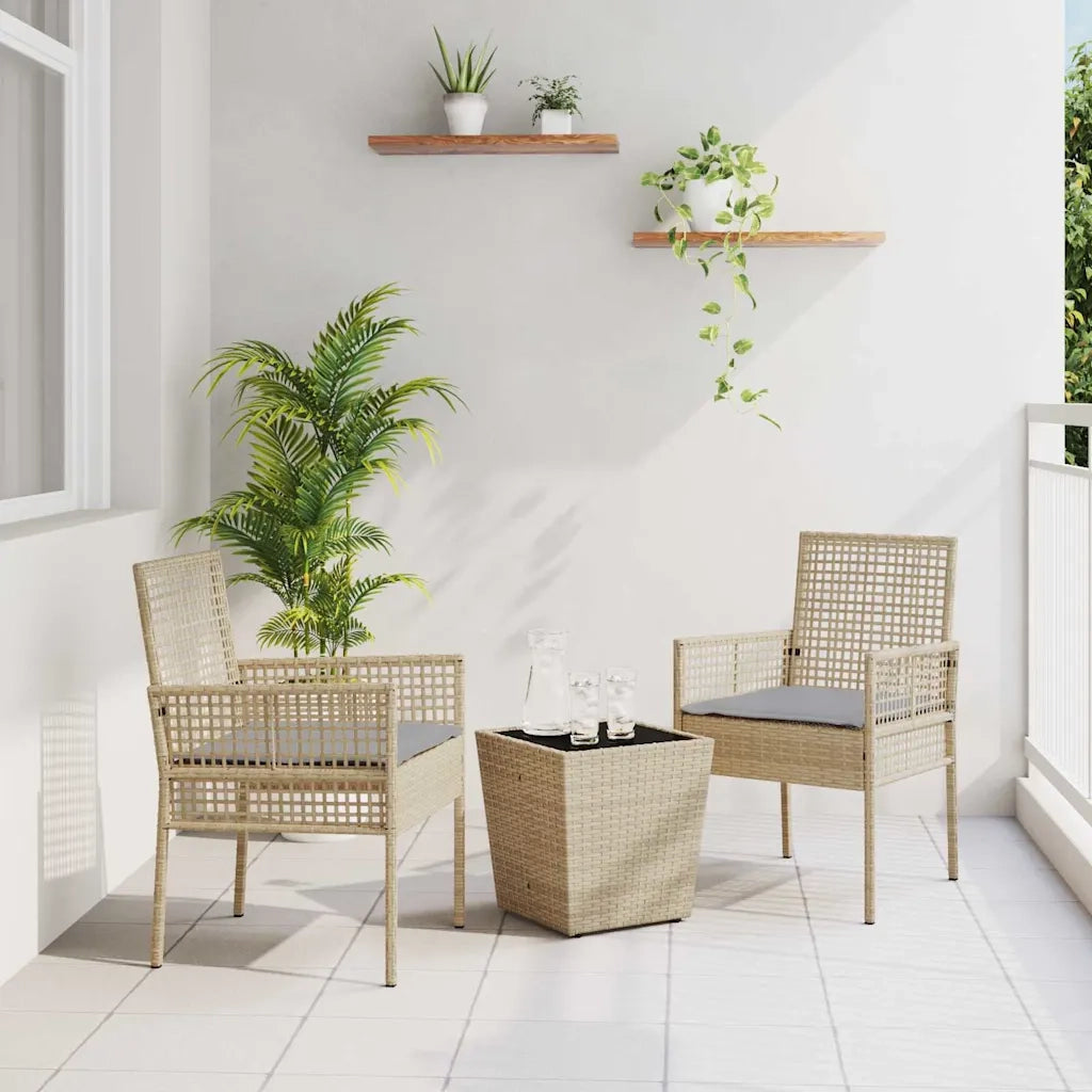 Set Bistro da Giardino 3 pcs Beige polyrattan 3334958