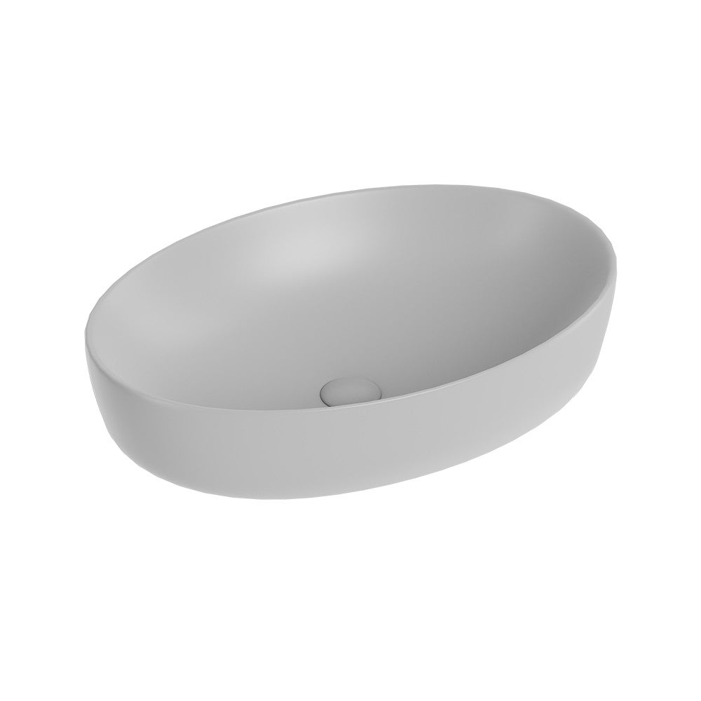 Lavabo d'appoggio ovale in ceramica da 60x40 cm grigio - Serie Nature