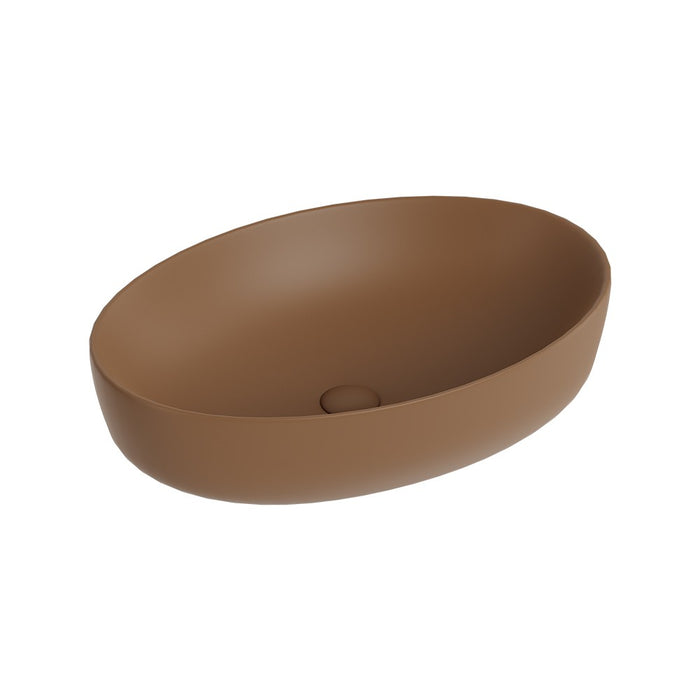 Lavabo d'appoggio ovale in ceramica da 60x40 cm marrone - Serie Nature