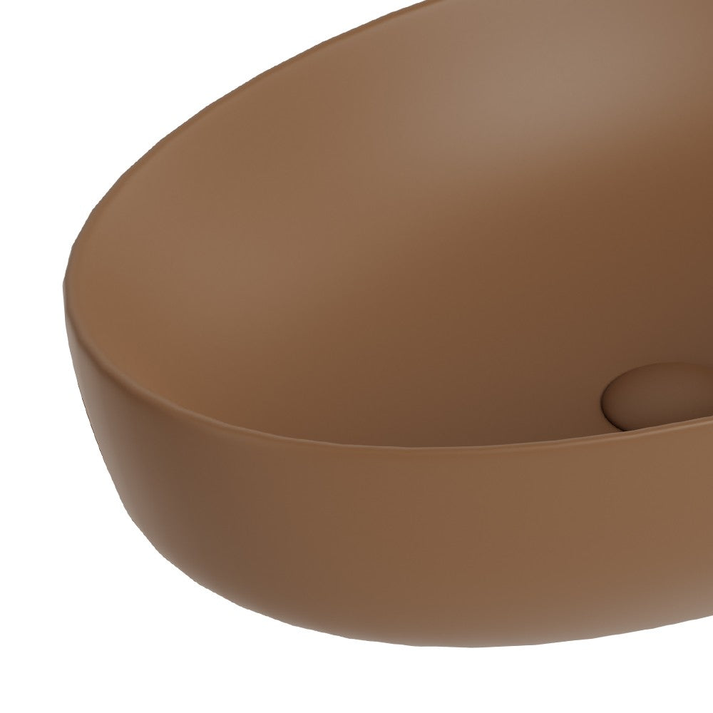 Lavabo d'appoggio ovale in ceramica da 60x40 cm marrone - Serie Nature