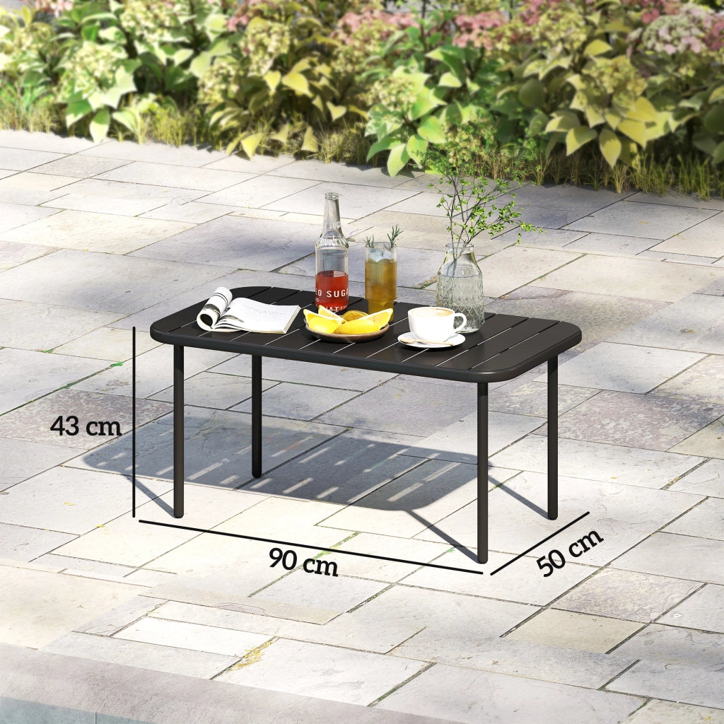 Tavolino da giardino ¨C Zephmum ¨C Nero, metallo, 90x50x43 cm
