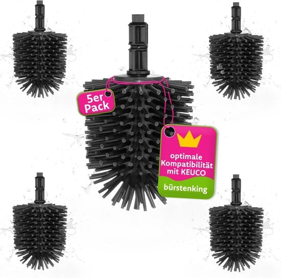 Set di testine WC in silicone, 69 mm, set di testine WC compatibile con Keuco, testina WC sostitutiva in silicone, 5 pezzi, nero