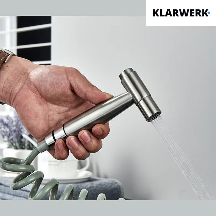 MASSIMO | Miscelatore Catering a parete Argento|Rubinetto cucina professionale in acciaio inox con doccetta|Beccuccio piatto da parete per ristorante