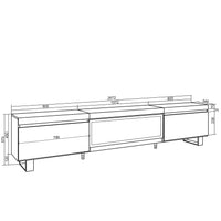 Mobile TV Soggiorno, 267x35x57cm, TV di grande formato, Camino elettrico XXL, Design industriale, grigio cemento RF3605