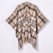 Nuovo scialle diviso con nappe, sciarpa semplice a quadri jacquard da donna