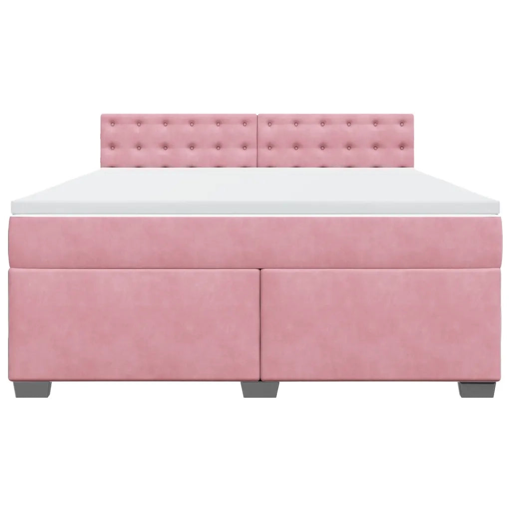 Giroletto a Molle con Materasso Rosa 180x200 cm in Velluto 3286395
