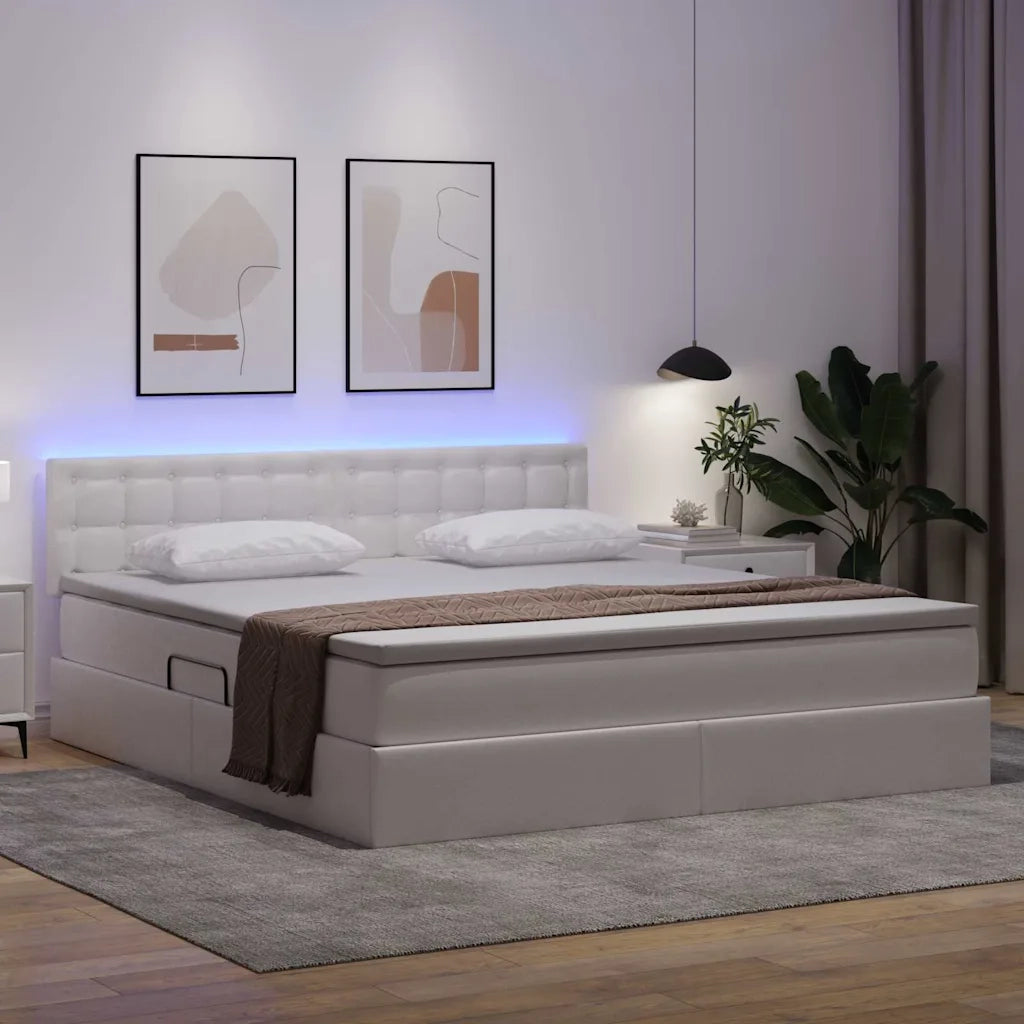 Letto con contenitore e LED con led Bianco Puro 160 x 200 cm 3371038