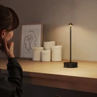 Set di 2 Lampade da Tavolo LED Ricaricabili con USB e Controllo Touch e Luce Regolabile Ø10x30 cm Nero