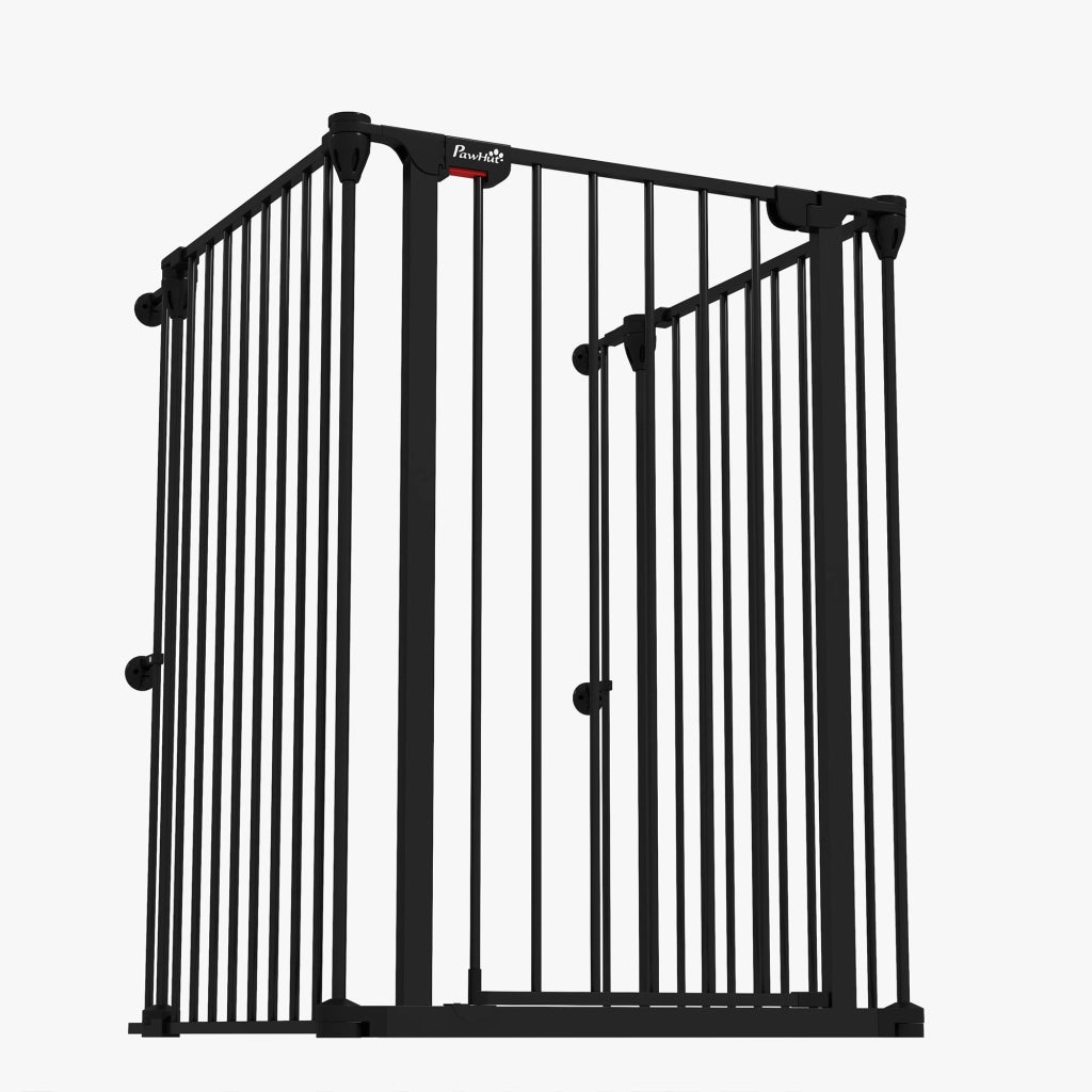 Recinto per Cani Pieghevole in Acciaio con 3 Pannelli ¨C zephmum ¨C Nero 206x90 cm
