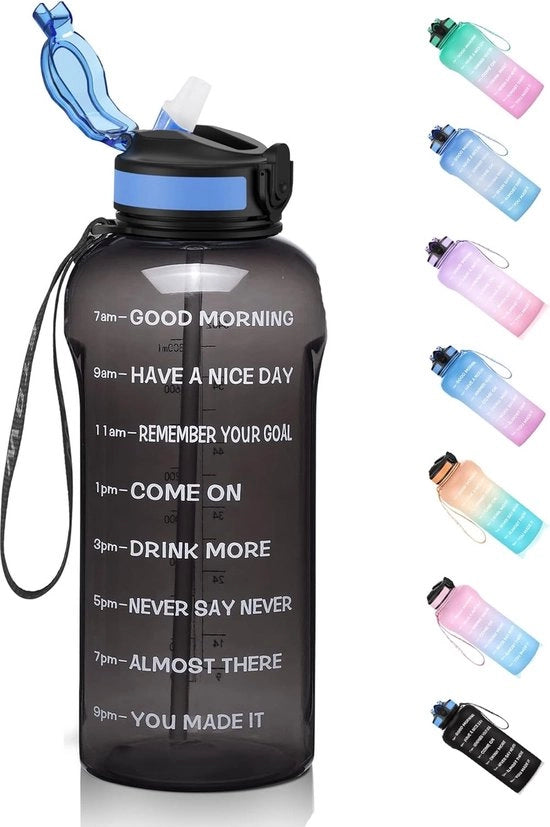 Bicchieri da acqua in Tritan 1 litro con beccuccio BPA-free, 1 litro di acqua con marcatura oraria, flaconi di acqua per sport senza perdite con coperchio a scatto per fitness, palestra, yoga e viaggi
