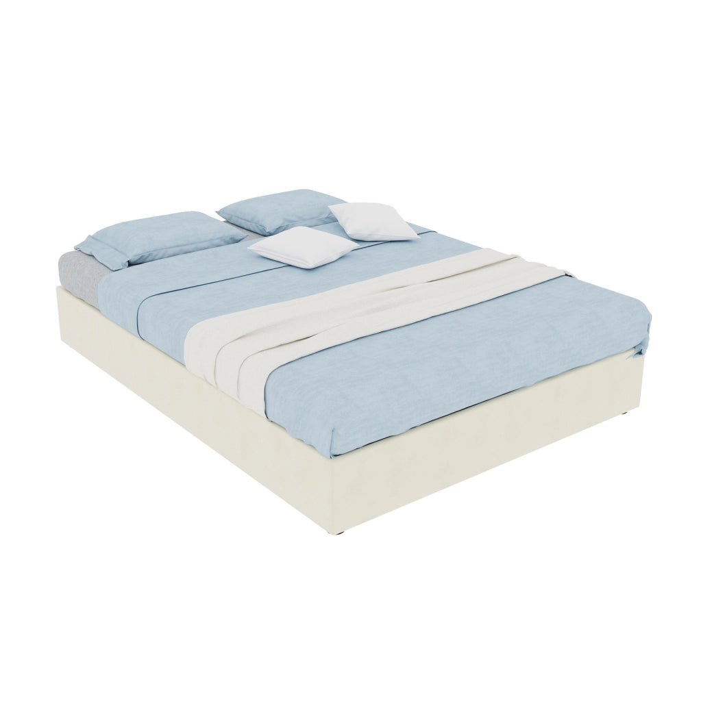 Rete letto matrimoniale 140x200 cm in tessuto e metallo, beige
