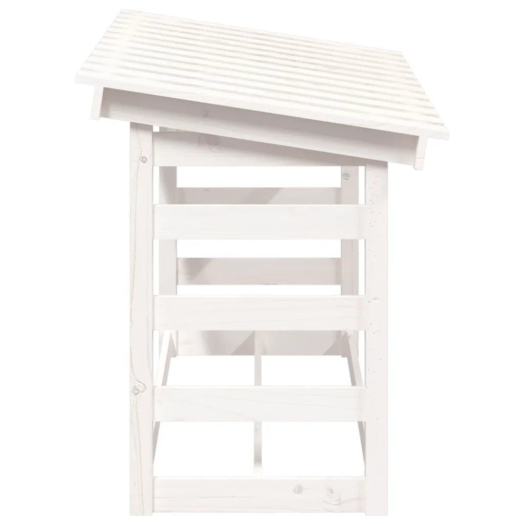 Portalegna-Scaffale per Legna Bianco 108x64,5x78 cm in Legno Massello di Pino
