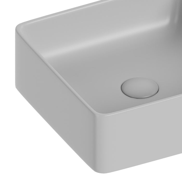 Lavabo d'appoggio quadrato in ceramica da 36x36 cm grigio - Serie Nature