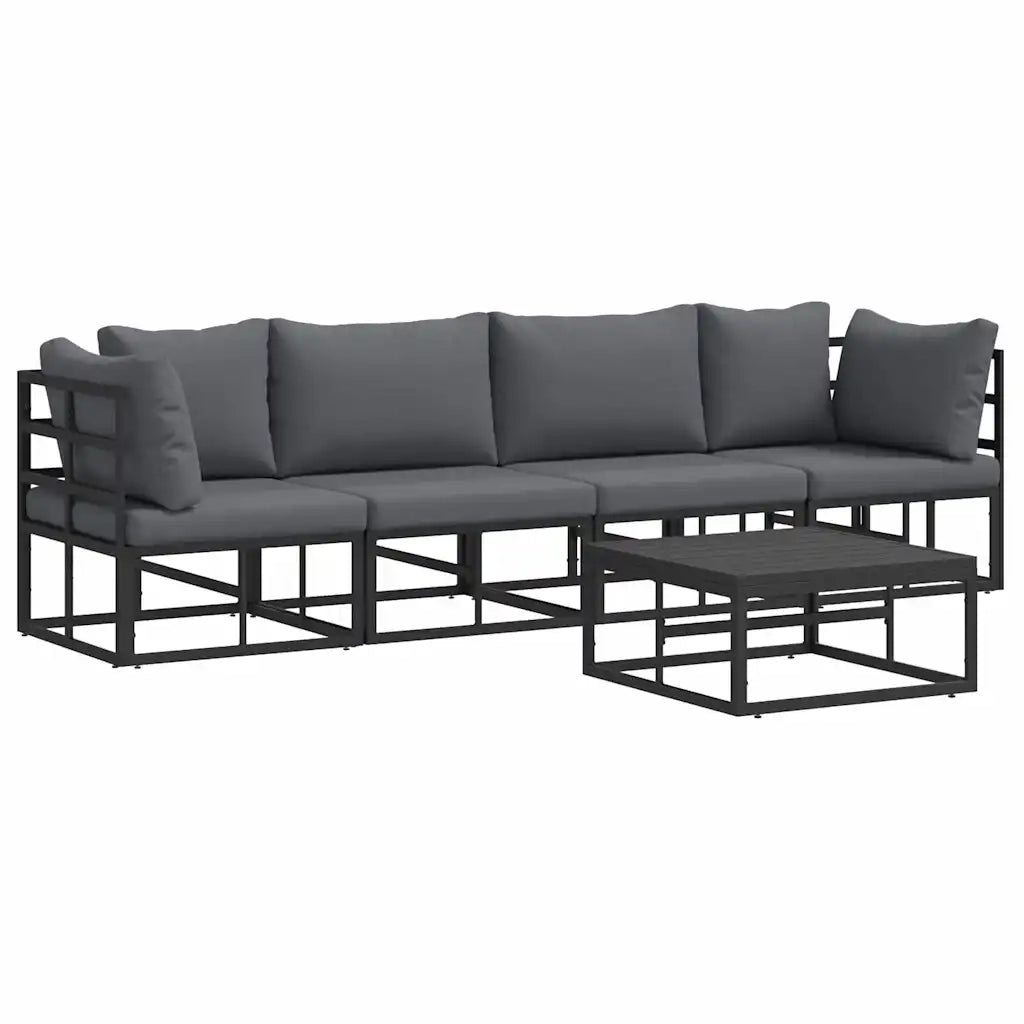 Set Divano da Giardino 5 pcs Nero Metallo 3378843
