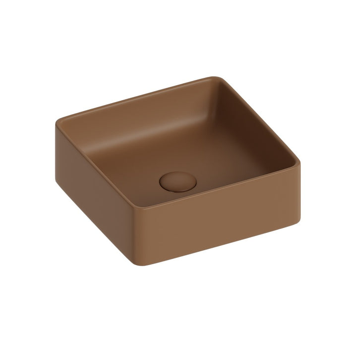 Lavabo d'appoggio quadrato in ceramica da 36x36 cm marrone - Serie Nature